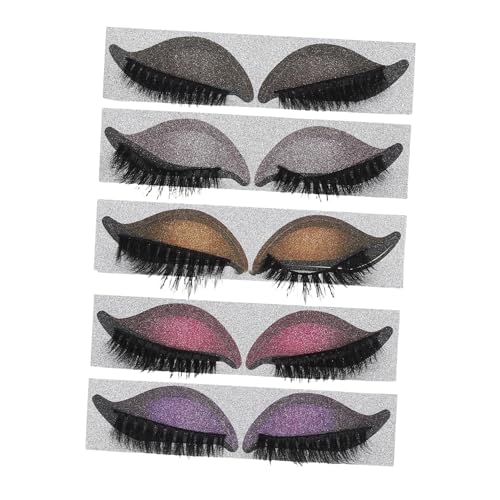 DEARMAMY 5 Paare Lazy Eye Makeup Sticker mit Künstlichen Wimpern Selbstklebend Leicht und Atmungsaktiv Integriertes Augen-make-up alle Augenformen Tragbar für Reisen und Schnellen Look von DEARMAMY