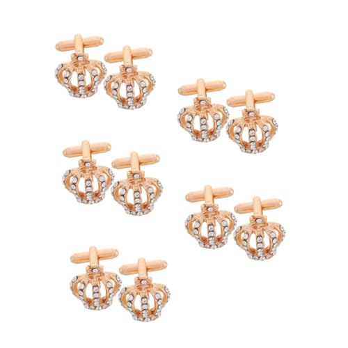 DEARMAMY 5 Sätze Manschettenknöpfe Mit Krone Universalgriff Haarnadeln Aus Strass Rhinestone Manschettenknöpfe Goldene Manschettenknöpfe Zierknöpfe Aus Strass Anzughemd Nieten 2 Stück * 5 von DEARMAMY