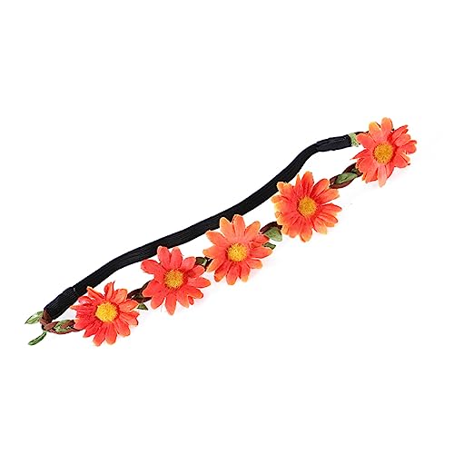 DEARMAMY 5stücke Hawaiianischer Sonnenblumen Stirnband Blumen Haarband Blumenkranz Simulierte Blumen Kopfbedeckung Boho Stil Party Orange von DEARMAMY