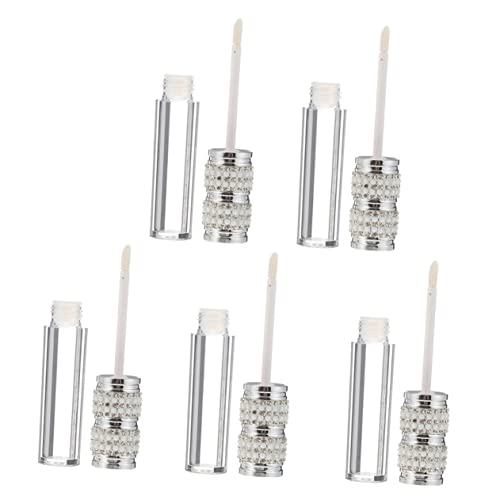 DEARMAMY 5 Stück Lipgloss Flasche Dauerhalter Damen Tube Lipgloss Klarer Lippenstift Für Leere Flasche Einfacher Lipgloss Behälter Nachfüllbarer Lipgloss Behälter Strasssteine von DEARMAMY