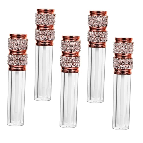 DEARMAMY 5 Stück Lipgloss Flasche Glitzernder Lipgloss Getönter Lipgloss Stift Klarer Lipgloss Lipgloss Behälter Lip Plumper Lippentönung Für Frauen Strasssteine Leere Flasche von DEARMAMY