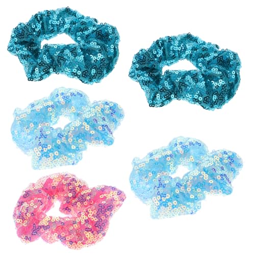 DEARMAMY 5 Stück Pailletten Haargummis Haarbänder Glitzernde Haargummis Haarbänder Glitzer Scrunchie Für Frauen Zufällige Farbe von DEARMAMY