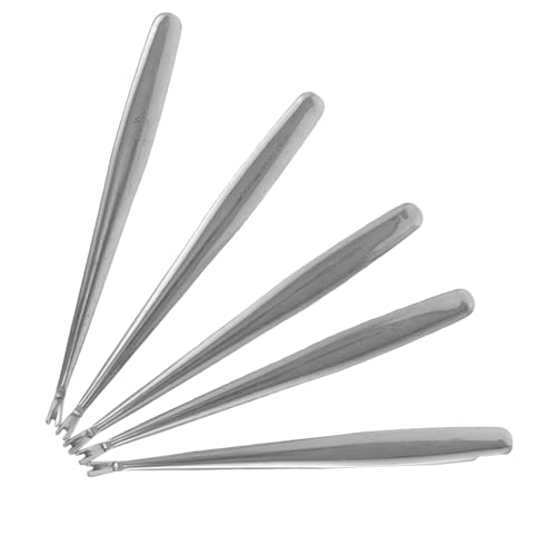 DEARMAMY 5 Stück Teiliges Edelstahl Cuticle Pusher mit Gabel Doppelseitiges Nagelpflegewerkzeug für Professionelle Maniküre und Pediküre Sanfte Präzise Entfernung von Nagelhaut und von DEARMAMY