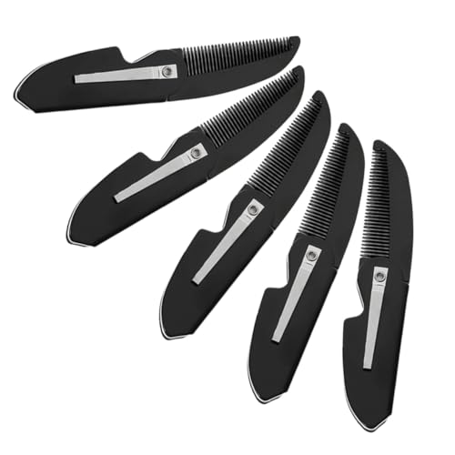 DEARMAMY 5 Stück Teiliges Faltbares Bartkamm Herren Kompakter Tragbarer und Feinzahniger Bart Schnurrbartkamm Sanftes Styling Entwirrungswerkzeug für Barttypen Reisegeeignet und von DEARMAMY