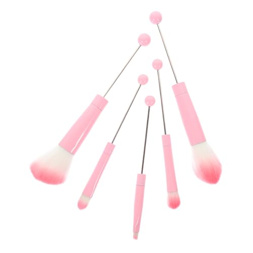 DEARMAMY 5 Stück Teiliges Make Up Pinselset mit Metallgriff und Abnehmbarem Perlen Design für Foundation Lidschatten und Blush Leicht und Tragbar für Unterwegs von DEARMAMY