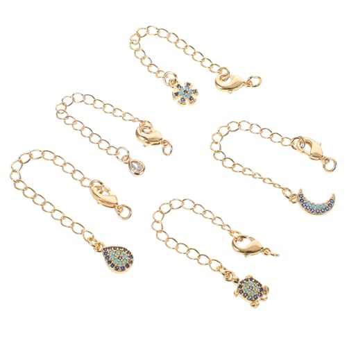 DEARMAMY 5 Stück Teiliges Schmuckverlängerungskettenset mit Vergoldetem Zirkon und Robustem Karabinerverschluss Verstellbare Halsketten Armbandverlängerung für Eleganten Vielseitigen von DEARMAMY