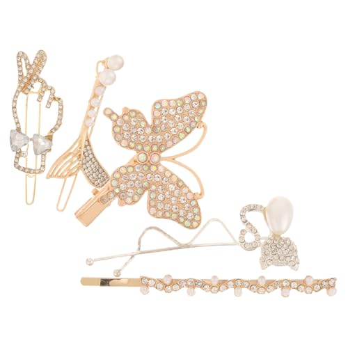 DEARMAMY 5 Stück Teiliges Set Perlen Haarspangen für Haarklammern und Haarschmuck für Mädchen Geeignet für Verschiedene Frisuren und Farben zur Haut Beschädigung Haare von DEARMAMY