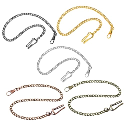 DEARMAMY 5 Stück Teiliges Taschenuhrketten aus Legierungsmetall Vintage Stil Clip Anhänger Uhrenkette für Herren Damen Klassische Taschenuhr Zubehör Langlebig und Modisch von DEARMAMY