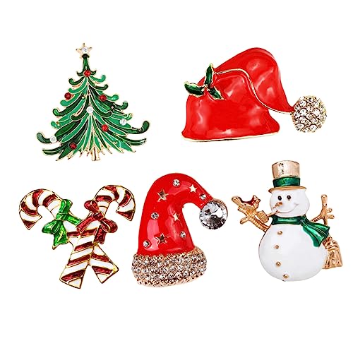 DEARMAMY 5 Stück Teiliges Weihnachts Broschen für Damen Anstecknadeln Verschiedenen Designs Weihnachtsdekoration für Kleidung und Accessoires von DEARMAMY