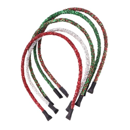 DEARMAMY 5 Stück Teiliges Weihnachts Haarband mit Glitzerpuder Ultraleichtes Komfortables Stirnband Handgefertigt Langlebig Festliche Haaraccessoires für Damen und Mädchen für Party und von DEARMAMY