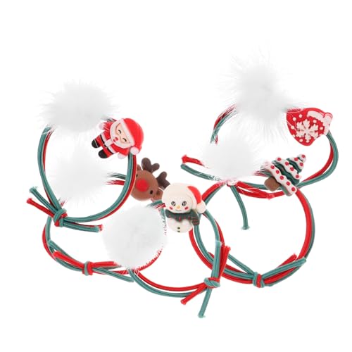 DEARMAMY 5 Stück Teiliges Weihnachts Haargummis mit Niedlichen Weihnachtsbaum Motiven Elastisch und Vielseitig für Mädchen und Damen Festlicher Haarschmuck für Partys und Feiertage von DEARMAMY