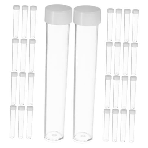 DEARMAMY 50 Stück Klare Kunststoffröhrchen mit Schutzkappen Transparente Aufbewahrungsboxen für Bastelbedarf Praktische Kleine Plastikbehälter zum Sortieren von Perlen und Glitter Leicht von DEARMAMY