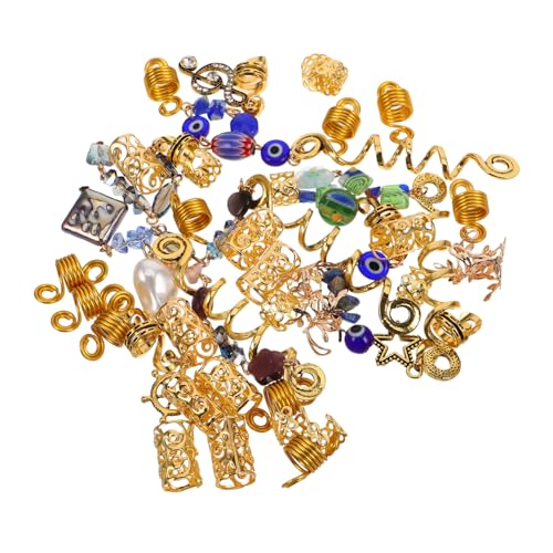 DEARMAMY 50stücke Metall Dreadlock Haar-schmuck Spirale Schlangenkrawatte Clip Haarspangen Mit Blauen Augenstein Für Frauen Zöpfe Dutt Boho Accessoires von DEARMAMY