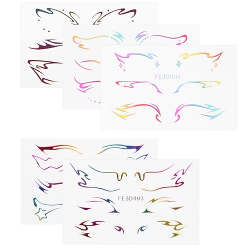 DEARMAMY 5blätter Augenliner-aufkleber Lidschatten-tattoos Temporäre Gesichtstätowierungen Geeignet Für Halloween Kostümpartys Karneval Maskerade von DEARMAMY