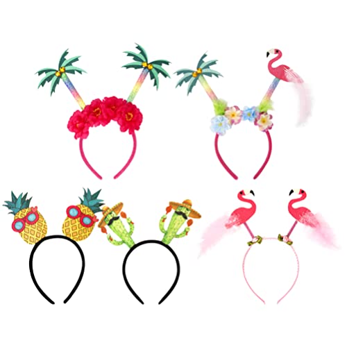 DEARMAMY 5Pcs Hawaiianische Stirnbänder Flamingo Ananas Tree Cactus Palm Luau Party Filzhaarzubehör Für Frauen Sommer Tropische Party Gefälligkeiten von DEARMAMY