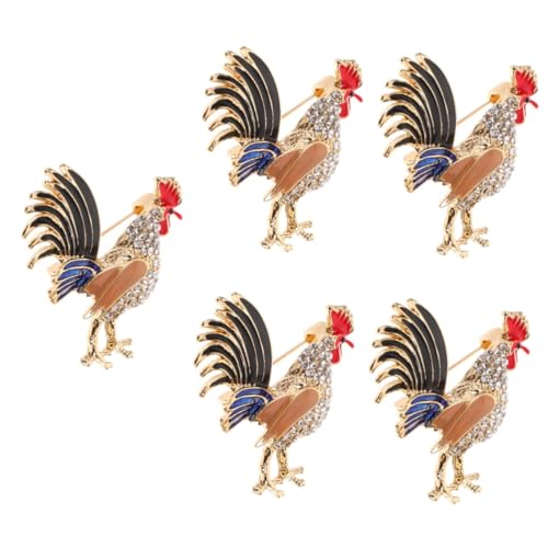 DEARMAMY 5St Hahn Brosche Anstecknadel Hahnbroschen Frauen Mantel Brosche Anzug Reversnadel Brosche für Damen Hahnkostüm Broschen Schmuck für Frauen Damen Broschen Schmuck Zinklegierung von DEARMAMY