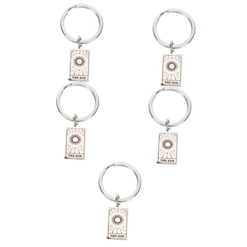DEARMAMY 5St Tarot-Schlüsselanhänger goldene Schlüsselanhänger Sonne-Schlüsselanhänger für Frauen Bag Charm bescherung Weihnachten Schlüsselringhalter Taschenanhänger Rostfreier Stahl von DEARMAMY