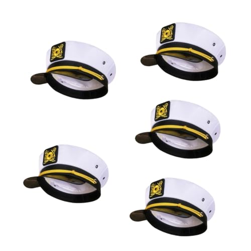 DEARMAMY 5St bestickte Marinekappe verkleidet Mützen für Babys marineblauer Bootshut UV-Schutzhut für Damen matrosen hut matrosenmützen Kostüm Hut Schiffshut Polyesterkarte von DEARMAMY