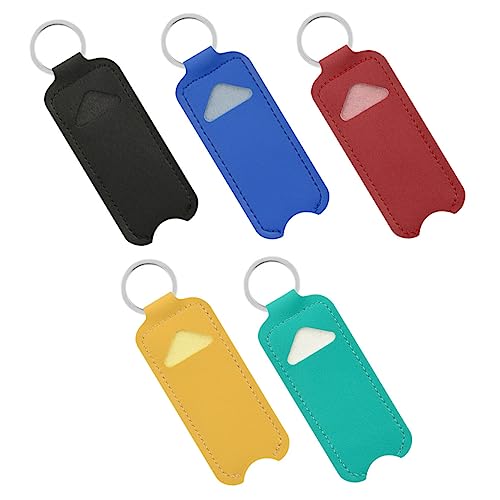 DEARMAMY 5er Set Schlüsselanhänger Für Lippenbalsam Tragbare PU Taschen Für Lippenpflege Und Lippenstift Lip Balm Holder Und Lipstick Bag Für Schlüsselbund von DEARMAMY