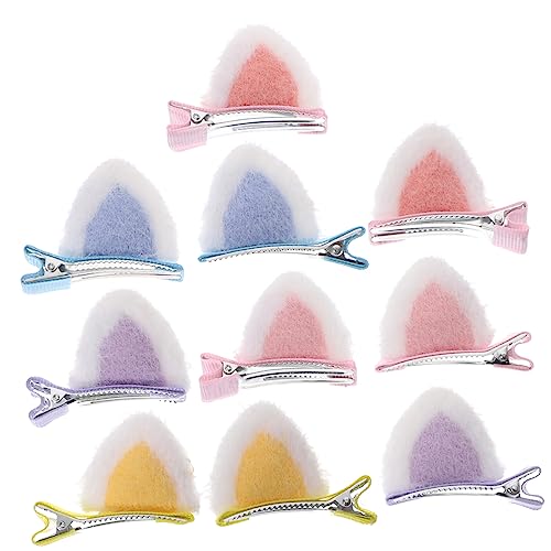 DEARMAMY 5paare Plüsch-katzenohr-haarspangen Schöne Junge Mädchen-haar-accessoires Tierohr-haarnadeln Für Mädchen Plüsch-kopfschmuck Mit Katzenohren-dekoration Vielfarbige Haarspangen von DEARMAMY