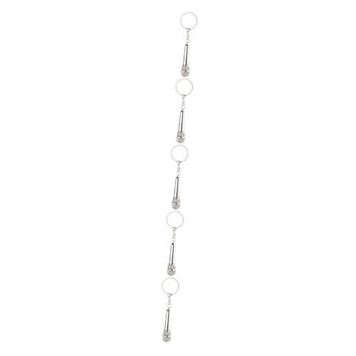DEARMAMY 5stücke Mikrofon Schlüsselanhänger Ornament Kreativer Schlüsselring Für Musikliebhaber Silberfarben Dekorativ Strapazierfähig Für Taschen Und Rucksäcke Einzigartiges Für von DEARMAMY