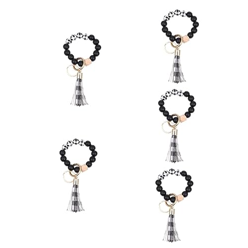 DEARMAMY 5st Schlüsselanhänger Aufbewahrungskörbe Für Regale Futuristische Brille Schlüsselkettenarmbänder Auto Schlüssel Halter Schlüsselringe Runde Perlen Kreisperlen Lanyard-perlen Holz von DEARMAMY