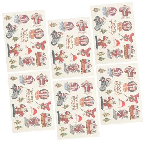 DEARMAMY 6 Blätter Weihnachtliche Temporäre Tattoos Cartoon Sticker und Erwachsene Partydeko Festliche Körperkunst Weihnachtsfeier Zubehör von DEARMAMY