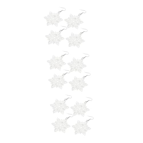 DEARMAMY 6 Paare Weihnachtliche Schneeflocken Ohrringe Silberne Ohrringe mit Pailletten Hautfreundlich Festlich für Party und Alltag Kreatives Funkelndes Design von DEARMAMY