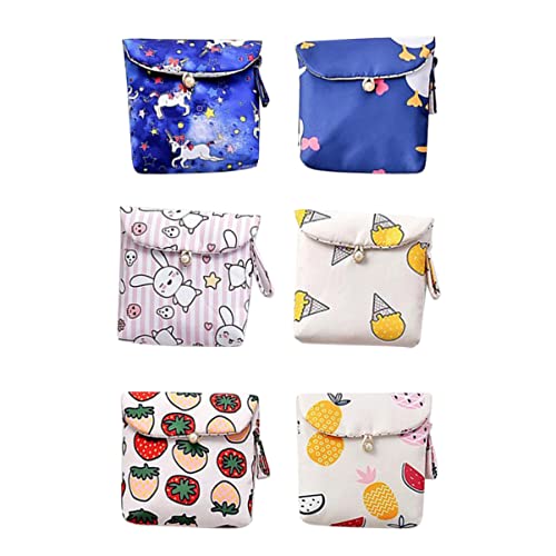 DEARMAMY 6 STK Aufbewahrungsbeutel Für Damenbinden Unterlage Liner Mini-münzbeutel Damenbindenhalter Mini-geldbörse Padhalter Taschen Wiederverwendbare Damenbinden Behälter Baumwolle von DEARMAMY