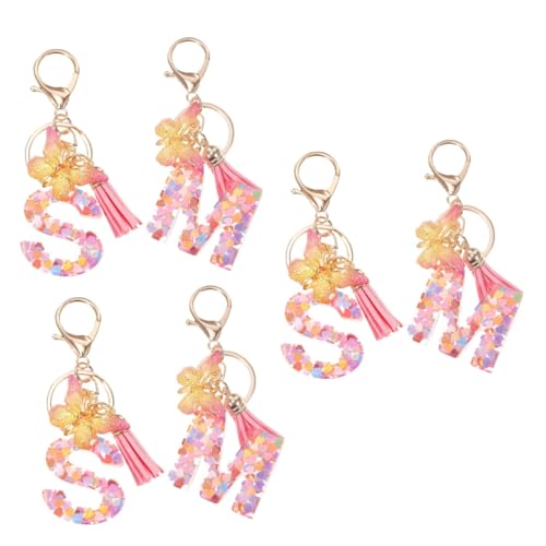 DEARMAMY 6 STK Englischer Schlüsselanhänger Rucksack für Mädchen Schlüsselanhänger Damen für Autoschlüssel personalisierte Warnweste personalisiert Rucksackanhänger Geldbeutel-Anhänger von DEARMAMY