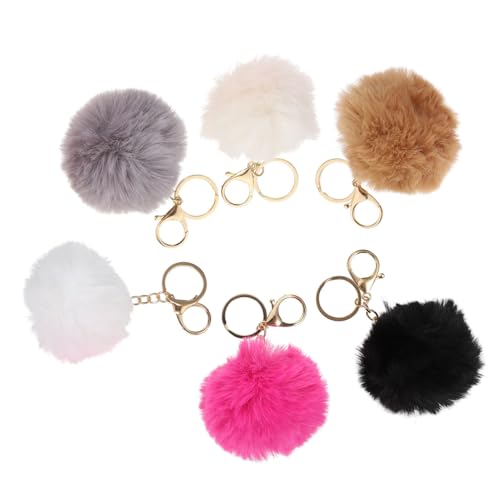 DEARMAMY 6stücke Schlüsselanhänger Kette Anhänger Plüsch Ball Anhänger Hängen Schlüssel Ringe Für Tasche Rucksack Schlüsselbund Auto von DEARMAMY