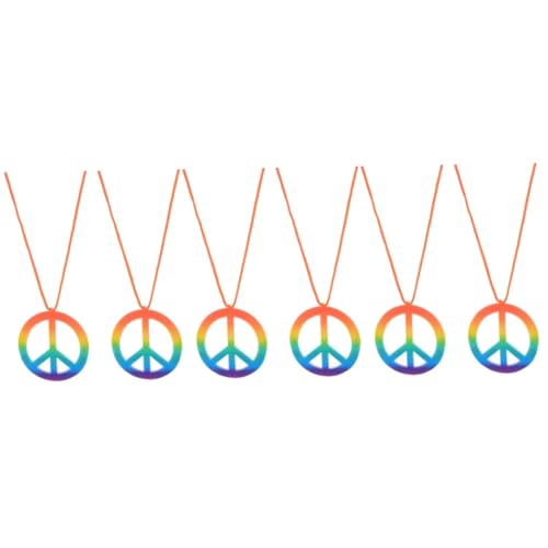 DEARMAMY 6 Stck Bunte Peace Zeichen Anhänger Halskette Modisches Halloween Schmuck Farbenfrohe Charms für Damen Langlebiges Material Einzigartiges Design von DEARMAMY