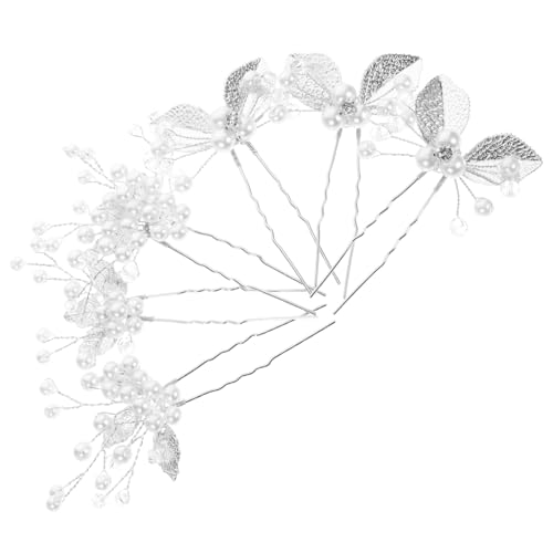 DEARMAMY 6stücke U-förmige Haarnadel Aus Metall Perle Und Strass Dekorative Haarnadeln Für Frauen Hochzeit Und Brautschmuck Leicht Und Schont Haar von DEARMAMY