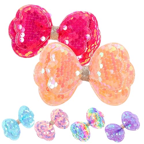 DEARMAMY 6 Stck. Haarschmuck für kleine Mädchen Bogen Clips Bögen Und Haarschleifen für kleine Mädchen Haarspange Mädchen Haarzubehör Haarschmuck für Mädchen Pailletten von DEARMAMY