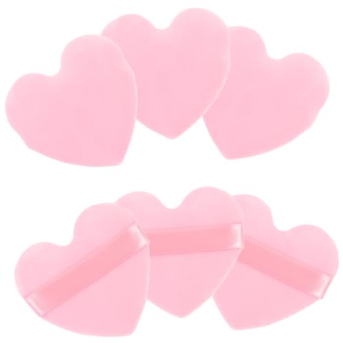 DEARMAMY 6 Stck. Puderquaste für Frauen Make-up-Schwamm Baumwolle Mini Mischen Make -up Schwamm erröten Frauen Make-up Puderquaste Schönheits-Puff Puste machen Herz Puderquaste Flanell Rosa von DEARMAMY