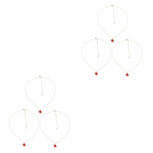 DEARMAMY 6 Stck. Teiliges Damen Halsketten mit Verstellbarer Kette und Modischem Weihnachtsmützen Anhänger aus Langlebigem Legierungs Material Eleganter Schmuck für Festliche Anlässe und von DEARMAMY