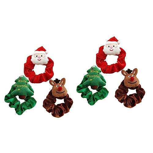 DEARMAMY 6 Stck. Teiliges Weihnachts Haargummi Weiche Plüsch Scrunchies mit Elastischem Design Passend für Dickes und Dünnes Haar Festliche Haaraccessoires für Mädchen und Frauen für Partys von DEARMAMY
