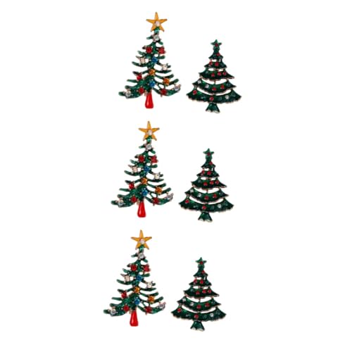 DEARMAMY 6 Stck. Weihnachtsbaum Broschen mit Funkelnden Strasssteinen Weihnachts Brosche für Damen Festlicher Schmuck für Weihnachten Winterparty Vielseitig Kombinierbar von DEARMAMY