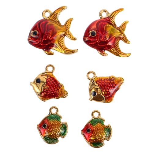 DEARMAMY 6 Stück Bunte Fisch-anhänger aus Edelstahl Farbenfrohe Tier-charms für DIY Halsketten und Armbänder Stilvolle Meeres-themen Schmuckzubehör Langlebige und Ansprechende von DEARMAMY