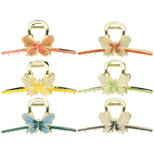 DEARMAMY 6 Stück Haarnadel aus Metall Schmetterlings-Haarspangen dicke Haarklammern Jumbo Schmetterlings-Haarschmuck für Frauen Krallenklammern Schmetterling Legierung von DEARMAMY