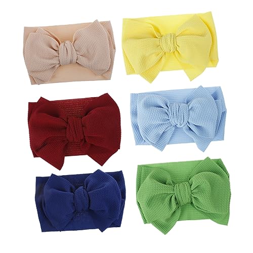 DEARMAMY 6 Stücke Geflochtene Haarbänder für Mädchen Elastische Stirnbänder mit Schleife für Babys Einheitsgröße Weiches Kopfschmuck Zubehör für Geburtstagsfeiern und Babypartys von DEARMAMY