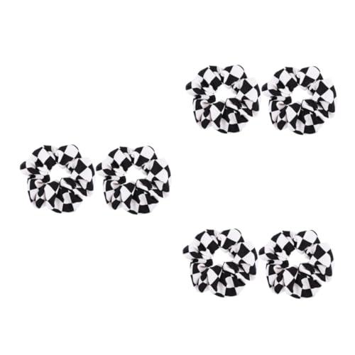 DEARMAMY 6 Stück Kariertes Scrunchie Teilig Elastische Haargummis aus Chiffon für Damen und Mädchen Langlebig Haarschonend Modisches Schwarz Weißes Schachbrettmuster Vielseitiger von DEARMAMY
