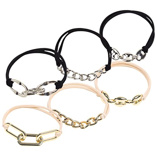 DEARMAMY 6 Stück Metallkettenhaarring elastisch Styling Pferdeschwanz Mädchen Haarzubehör Frauenhaarbänder Haargummis keine Schäden Haarband Haarseilband Haare von DEARMAMY