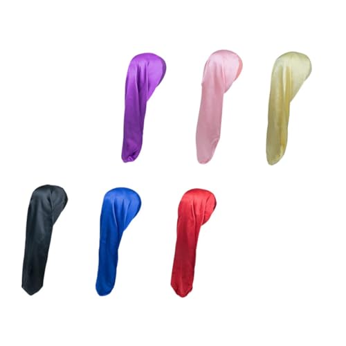 DEARMAMY 6 Stück Nachtmütze Turban Bad Zopfhaube Zum Schlafen Handtücher Frauen Kopftuch Nachthut Dusche Versorgung Haarwickel Haar Schnell Trocknendes Handtuch Elastisches Haar Satin von DEARMAMY