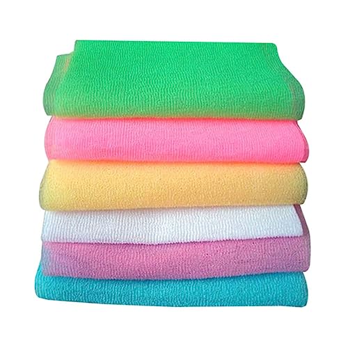 DEARMAMY 6 Stück Rückenrubbelhandtuch Lange Badehandtücher für Effektives Scrubbing Wiederverwendbar und Waschbar für Senioren Farben Zufällig Ausgewählt Zufällige Farbe von DEARMAMY