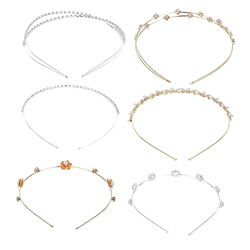 DEARMAMY 6stücke Perlenstirnband Für Frauen Mit Strass Perlenstirnband Für Mädchen Strassstirnband Für Frauen Stirnband Für Mädchen Haarband Für Hochzeit Party Und Weihnachten von DEARMAMY