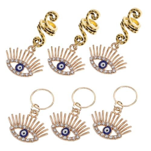 DEARMAMY 6 Stück Teiliges Evil Eye Haarschmuck mit Schlangenform Braid Ring Einzigartige Clip Ohrringe für Damen für Festliche Anlässe Wie Weihnachten Individualität und Stil Ausdrücken von DEARMAMY
