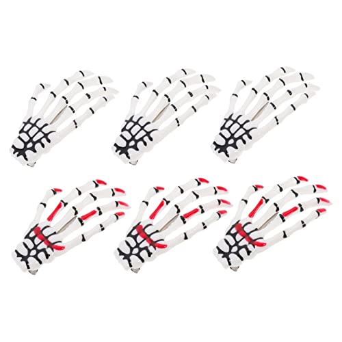 DEARMAMY 6 Stück Teiliges Halloween Skelett Hand Haarklammer Set Resin Barrette für und Mädchen für Halloween Partys und Cosplay Accessoires von DEARMAMY