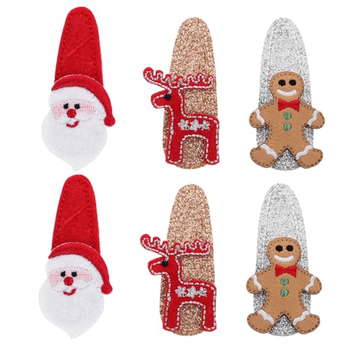 DEARMAMY 6 Stück Teiliges Kleine Weihnachts Haarclips mit Glitzer Sicherer Süße Haarklammern für Mädchen und Frauen Festlicher Haarschmuck für Weihnachtsfeiern und Feiertage von DEARMAMY