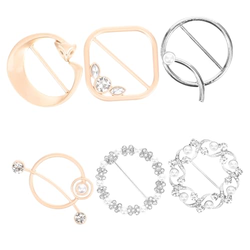 DEARMAMY 6 Stück Teiliges Metall Beschläge mit Strasssteinen Kleiderschnallen für Schals und T Shirts Glatte Oberfläche Starke Fixierung Vielseitig für Alltag Party Hochzeit Langlebig und von DEARMAMY